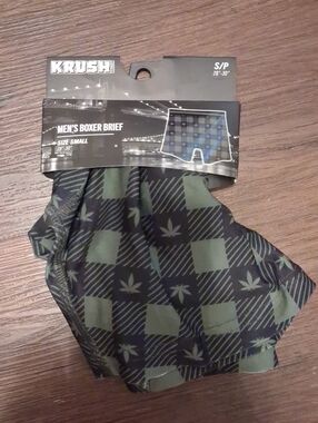 Krush Men's Boxer Briefs - Black & Olive Green Check